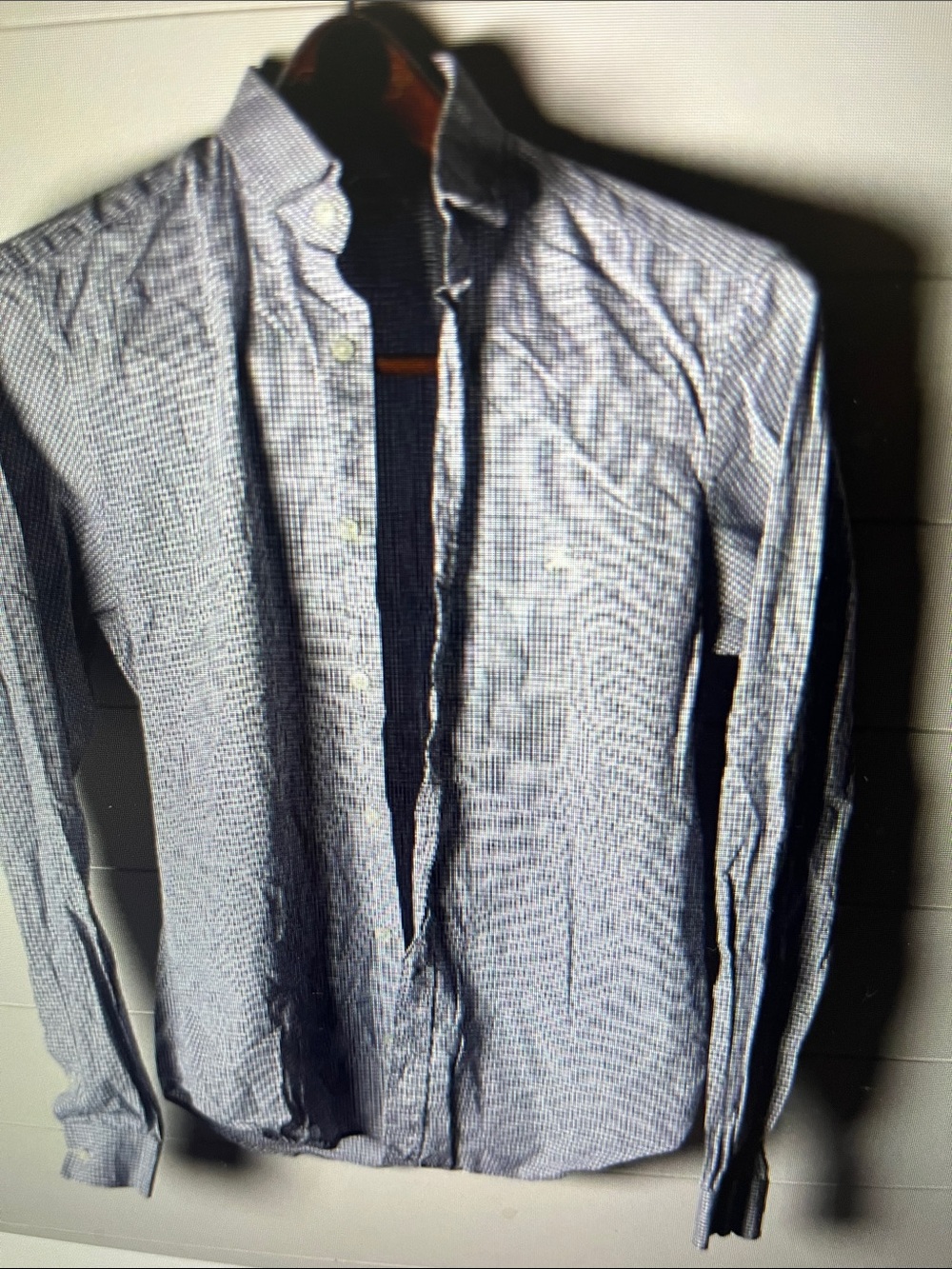 Men's Light Blue Micro-Check Button-Down Shirt